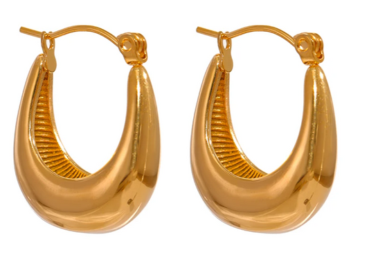 Yhpup Stainless Steel Chunky Geometric Hoop Earrings for Women Simple Golden Metal сережки необычные Accessories Gift