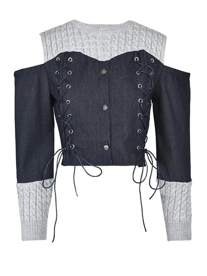 Blue Knitting Denim Bandage