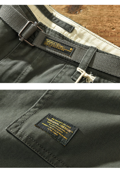 Spring Autumn New Pure Cotton Men Cargo Pants Men Clothing Casual Loose Belt Mid Waist Slim Fit Joggers Men Trouser