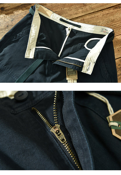 Spring Autumn New Pure Cotton Men Cargo Pants Men Clothing Casual Loose Belt Mid Waist Slim Fit Joggers Men Trouser