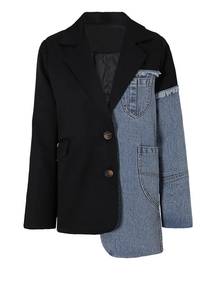 Blue Denim Irregular Casual Blazer