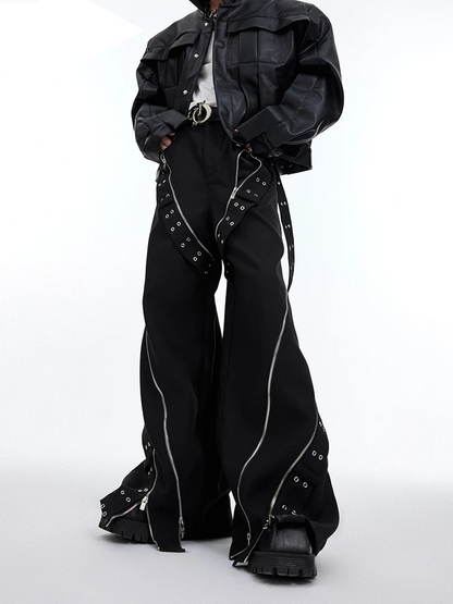 Cool Long Black Flowy Baggy Wide Leg Pants