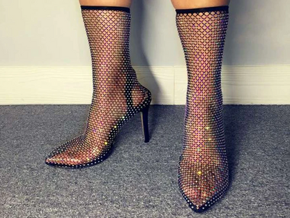 Bling Bling Rhinestone Mesh Pointed toe Sandals