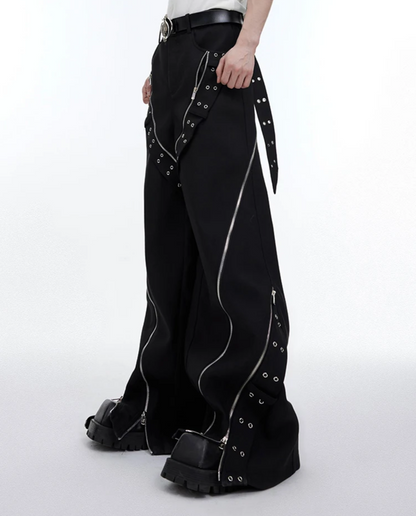 Cool Long Black Flowy Baggy Wide Leg Pants