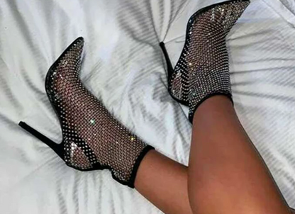 Bling Bling Rhinestone Mesh Pointed toe Sandals