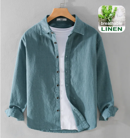 Spring Autumn New Cotton and Linen Casual Long Sleeve Shirts for Men Clothing Solid Color Simple Soft Streetwear
