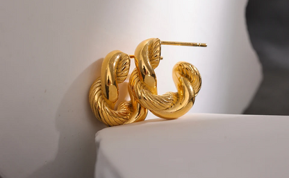 Stainless Steel  Twisted 
 Earrings Gold Plated