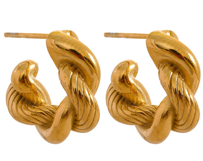 Stainless Steel  Twisted 
 Earrings Gold Plated