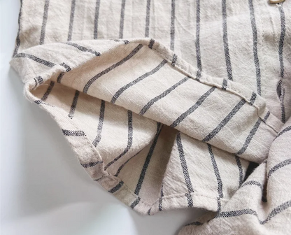 Striped Outfits Cotton Linen Shorts 2pcs