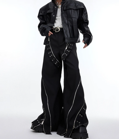Cool Long Black Flowy Baggy Wide Leg Pants