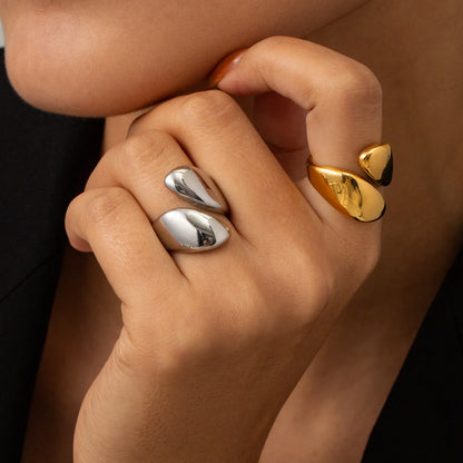 Stainless Steel Glossy Asymmetric Open Ring
