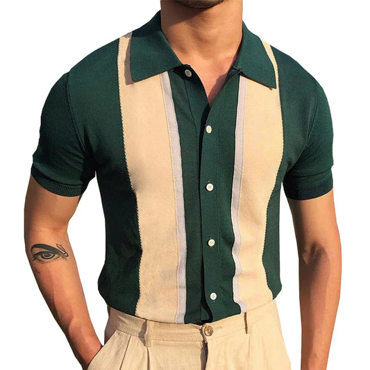 Knit Sports Shirt  Polo Shirts Vintage Classics  Shirt Men's Clothing Golf Wear
