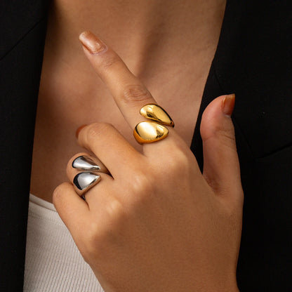 Stainless Steel Glossy Asymmetric Open Ring