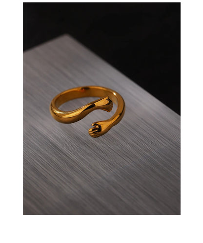 HUG 18 K Plated  Gold RING