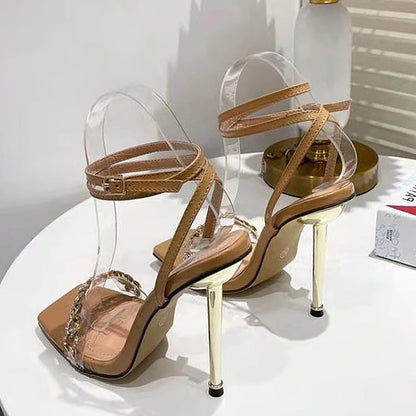 New Crystal Metal Chain Sandals