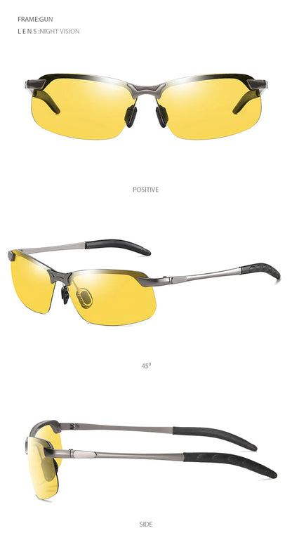 Photochromic Vintage Metal Polarized Sun Glasses For Male Night Vision