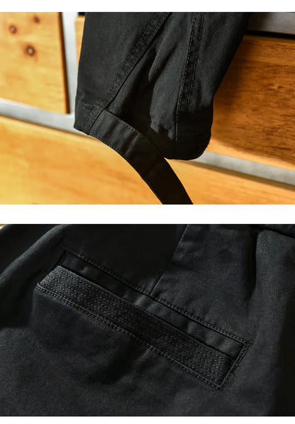 Spring Autumn New Men Cotton Solid Color Loose Cargo Pants Men Clothing Big Pockets Joggers Men Streetwear