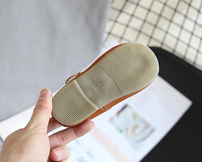 Spring Autumn Kids Shoes T Strap Leather Shoes For Girls Boys Non-slip Toddlers Mary Janes Baby Children Buckle Strap Flats