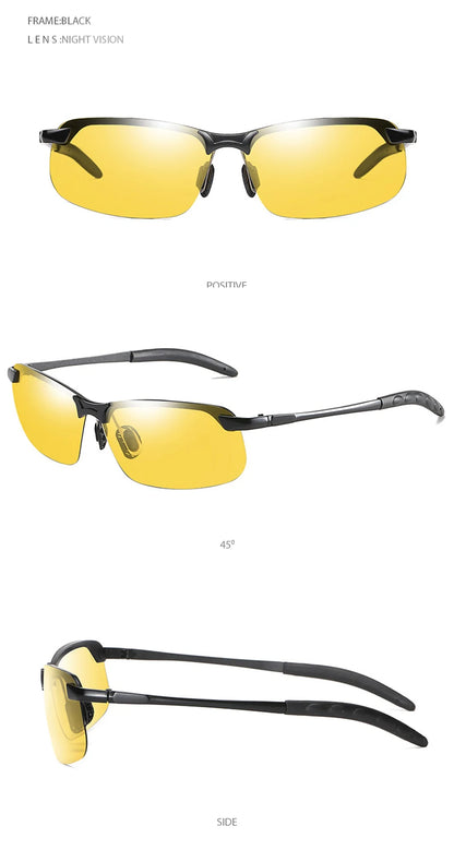 Photochromic Vintage Metal Polarized Sun Glasses For Male Night Vision