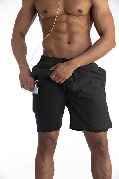 Running Shorts Men 2 in 1 Sports Jogging Fitness Shorts