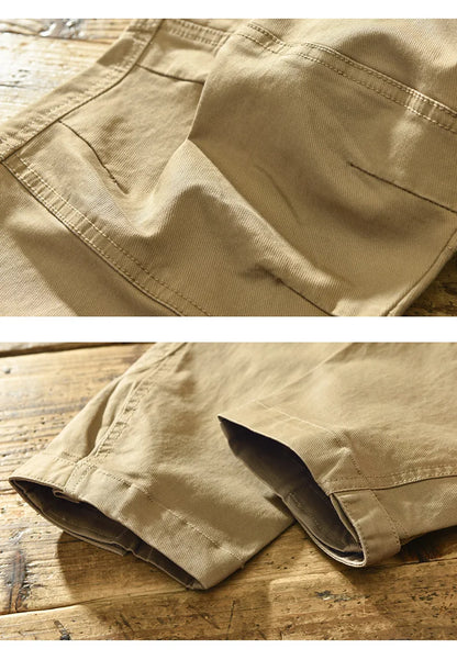 Spring Autumn New Men Cotton Solid Color Loose Cargo Pants Men Clothing Big Pockets Joggers Men Streetwear