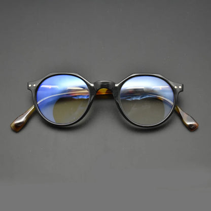 Anti-Blue Light Reading Glasses Women Vintage Round Frame Metal