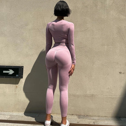 2pcs Women Seamless Yoga Set Sport Suit Gymwear