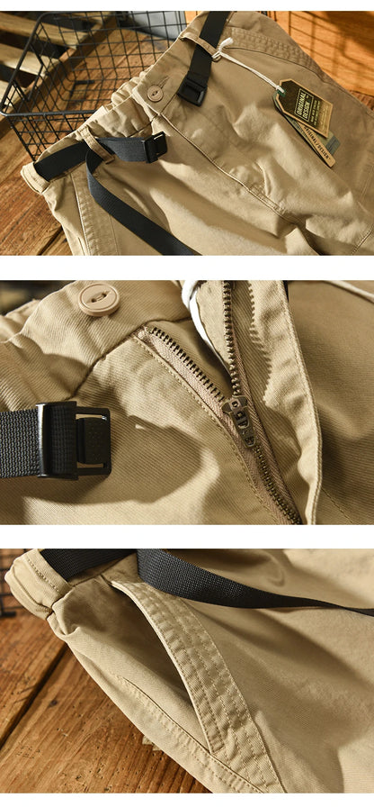 Spring Autumn New Men Cotton Solid Color Loose Cargo Pants Men Clothing Big Pockets Joggers Men Streetwear