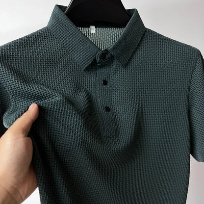 Silk Polo Shirts Breathable Solid Stretch  Golf Wear