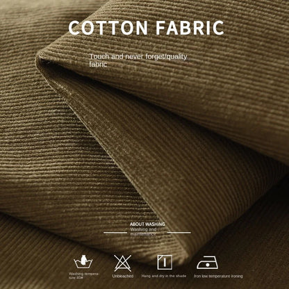 Spring Autumn New Vintage Corduroy 100% Cotton Long Sleeve Shirts for Men Clothing Solid Color Loose Soft Streetwear