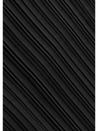 Women Black Pleated Stitch Big Size T-shirt New Round Neck Long Flare Sleeve  Fashion Tide  Spring Autumn