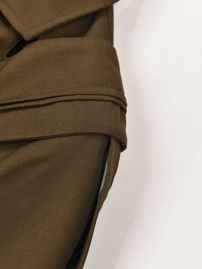 Brown Pocket Belted Blazer Women Big Size