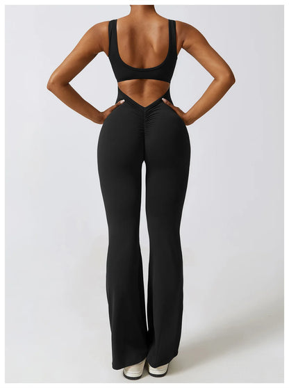 Back V Jumpsuit Gym Set