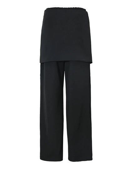 Khaki Spliced Irregular Long Wide Leg Pants New Loose Fit Trousers Women Fashion Spring Autumn