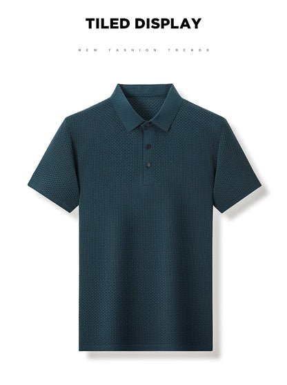 Silk Polo Shirts Breathable Solid Stretch  Golf Wear