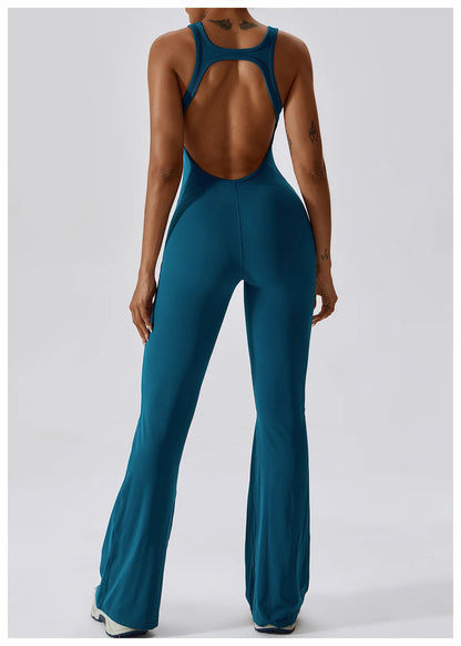 Back V Jumpsuit Gym Set
