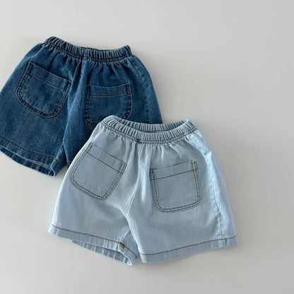 Set  Denim Suit Short-sleeved