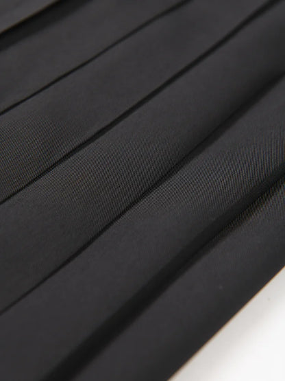 Black Bandage Pleated Wide Leg Pants