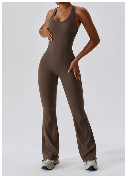 Back V Jumpsuit Gym Set