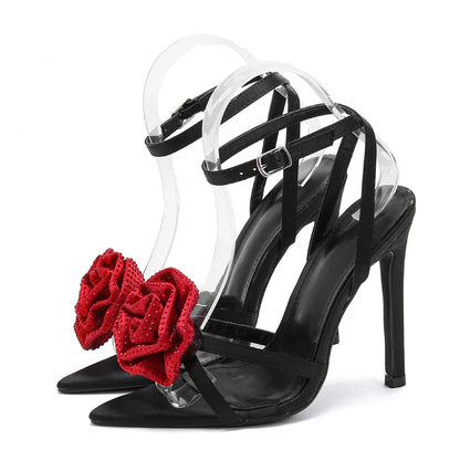 CRYSTAL Flower  Denim Sandals