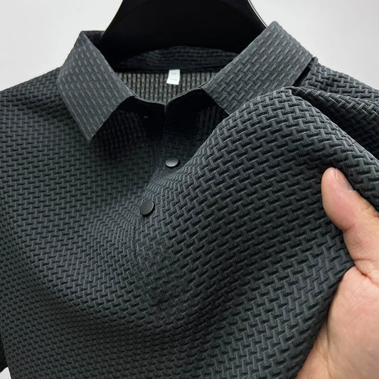 Silk Polo Shirts Breathable Solid Stretch  Golf Wear