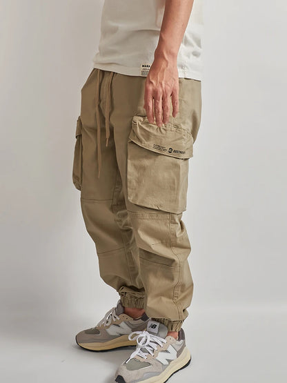 spring and summer new tide vintage military style loose bunched foot casual pants