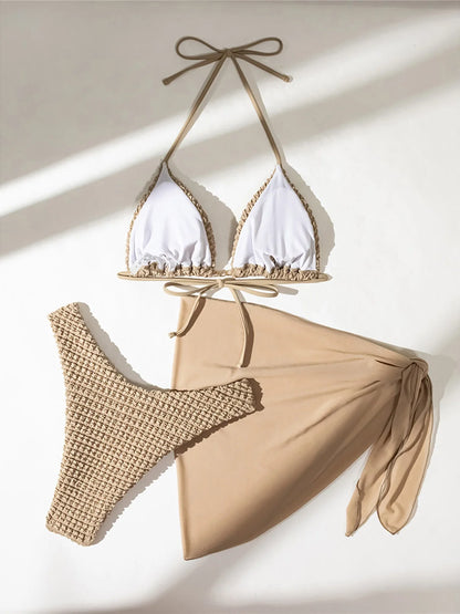 Wrinkled Halter Bikini Female Swimsuit