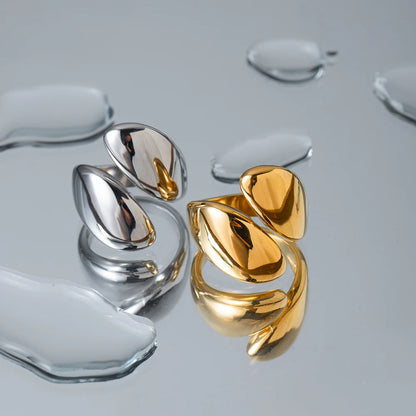 Stainless Steel Glossy Asymmetric Open Ring