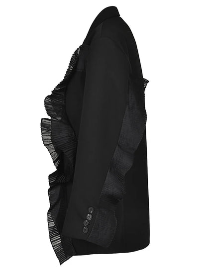 Black Ruffles Elegant Big Size Blazer