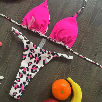 Bikini Set Cherry Print Thong Swimsuit