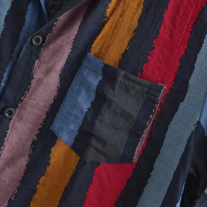 Pocket Hem Short Summer Blouse Shirts For Men 2023 Loose Shirts Lump Sleeve Multi Round Men'S Blouse Hawaiian Summer Clothes