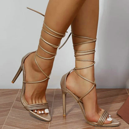 Open Toe SandalsLace-up Stiletto Heels