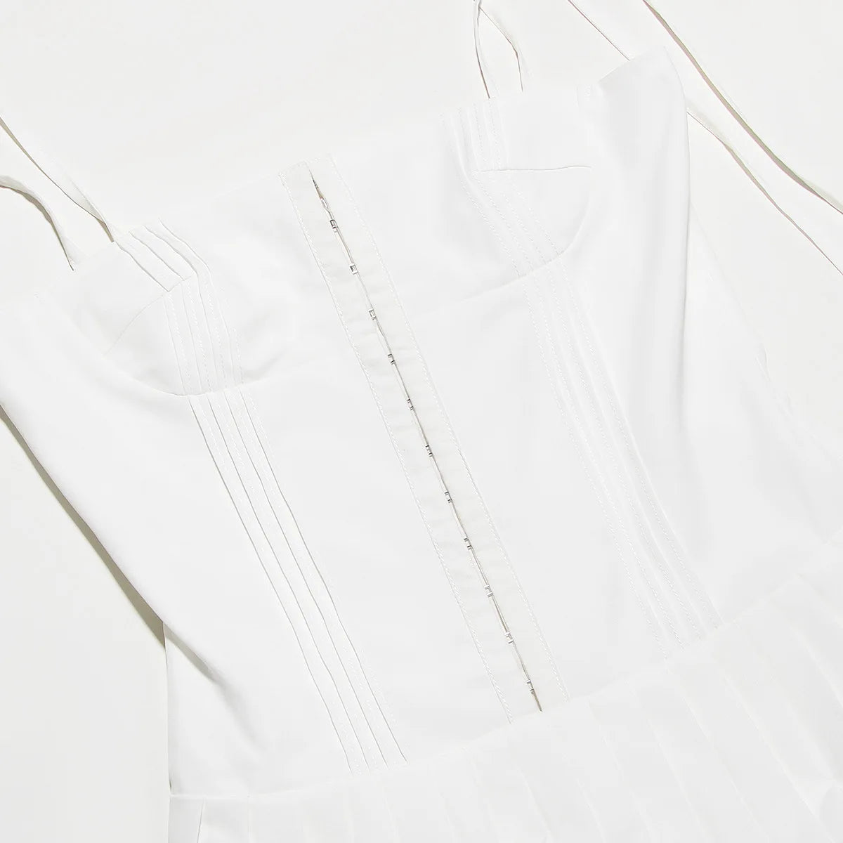 Mingmingxi Summer Dress Women Mini A Line Birthday Party Dresses Casual Holiday Vacation White Pleated Dress for Club Outfits