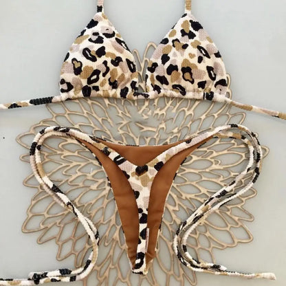Bikini Set Cherry Print Thong Swimsuit